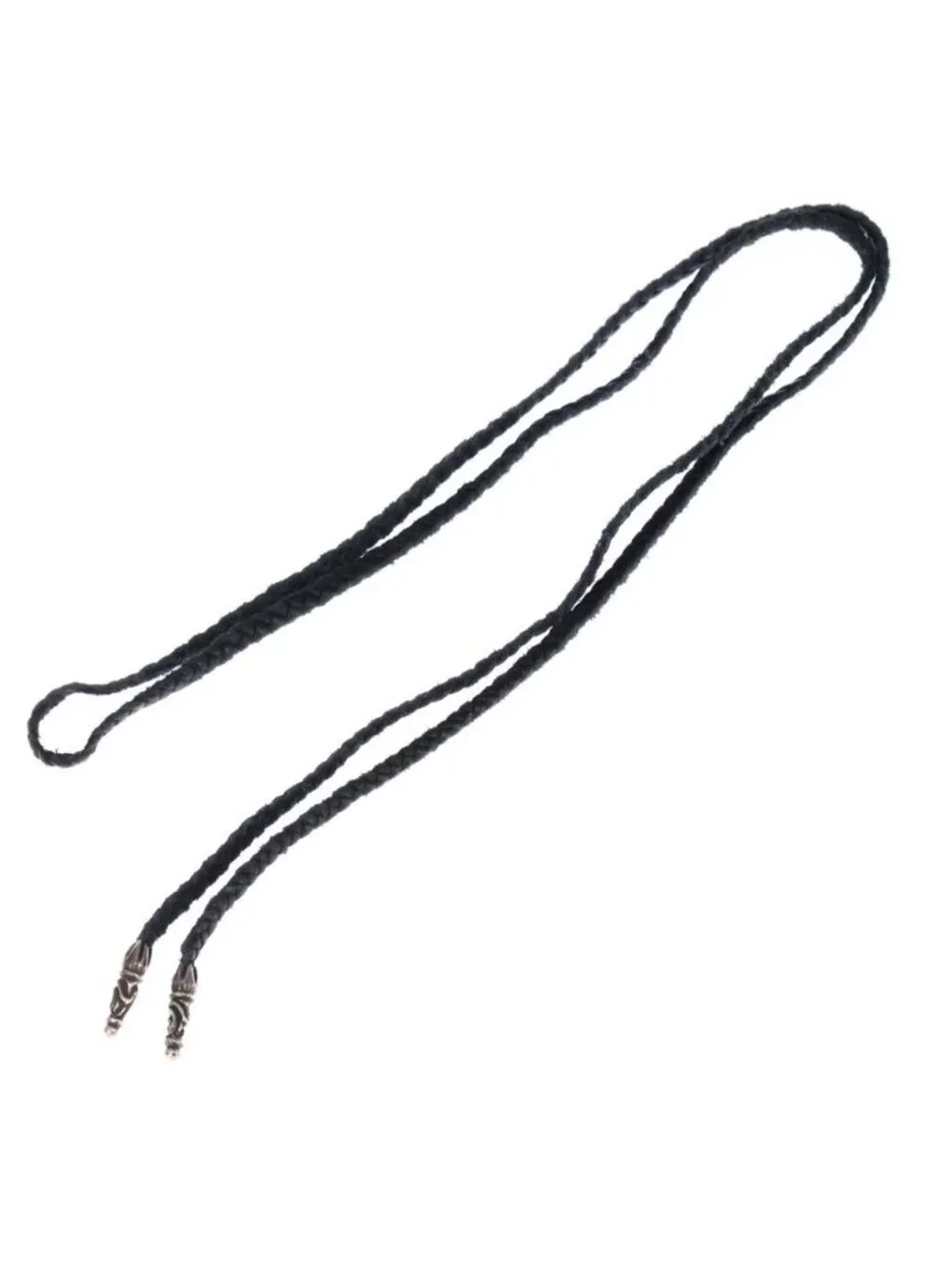 Chrome Hearts Leather Braid Scroll Necklace Black Silver